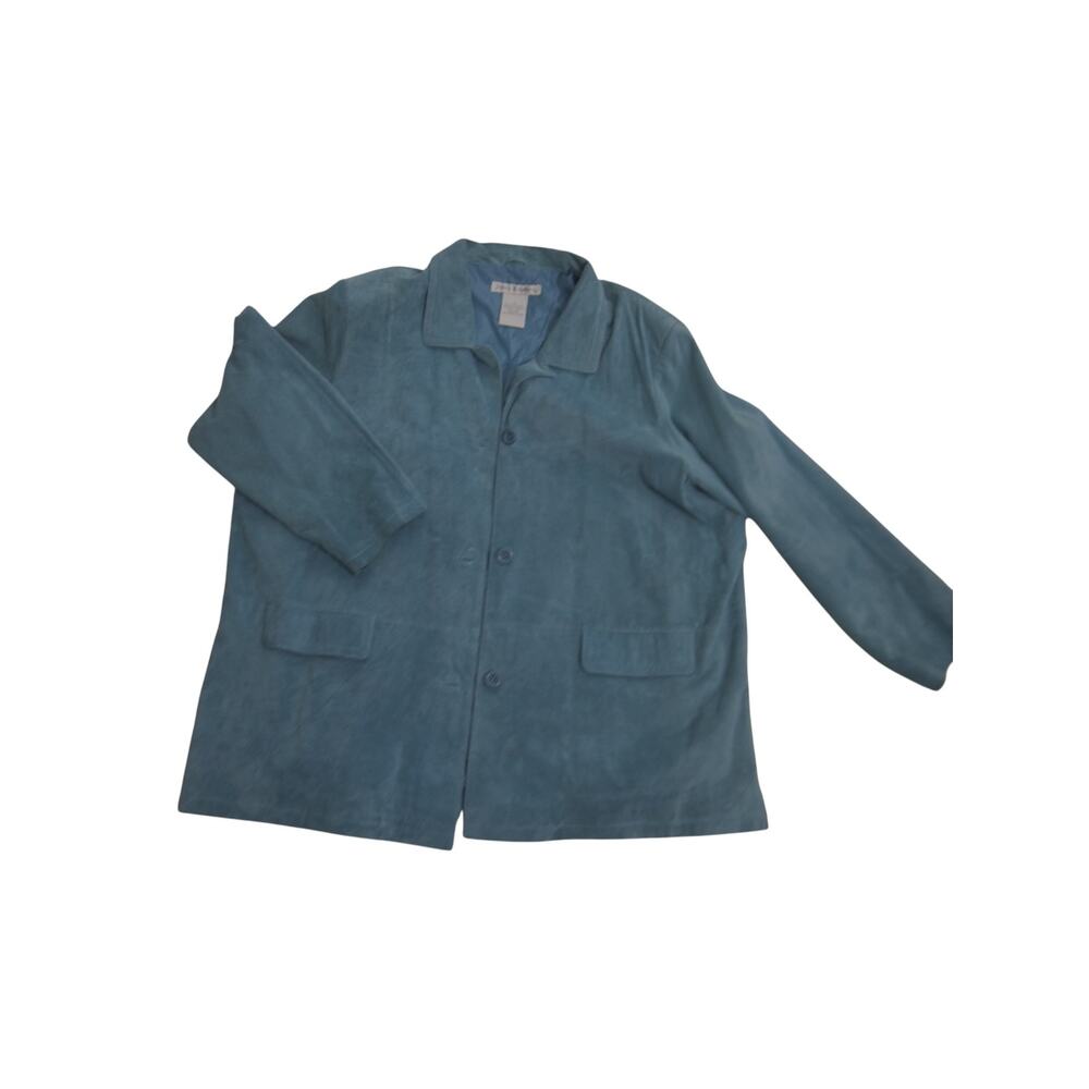 Jessica Holbrooks Mint Green Leather Suede Jacket Lined w/ Pockets Sz 3X GUC - Picture 13 of 16